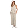 image:imageWIHOLL Two Piece Sets for Women Summer Outfits Matching Lounge Sets Wide Leg Crop Pants Vacation Travel1beige