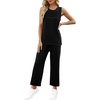 image:imageWIHOLL Two Piece Sets for Women Summer Outfits Matching Lounge Sets Wide Leg Crop Pants Vacation TravelBlack