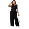 image:imageWIHOLL Two Piece Sets for Women Summer Outfits Matching Lounge Sets Wide Leg Crop Pants Vacation TravelBlack