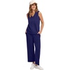image:imageWIHOLL Two Piece Sets for Women Summer Outfits Matching Lounge Sets Wide Leg Crop Pants Vacation TravelBlue