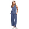 image:imageWIHOLL Two Piece Sets for Women Summer Outfits Matching Lounge Sets Wide Leg Crop Pants Vacation TravelBlue2