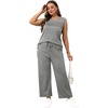 image:imageWIHOLL Two Piece Sets for Women Summer Outfits Matching Lounge Sets Wide Leg Crop Pants Vacation TravelGray