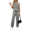 image:imageWIHOLL Two Piece Sets for Women Summer Outfits Matching Lounge Sets Wide Leg Crop Pants Vacation TravelGray
