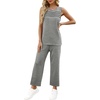 image:imageWIHOLL Two Piece Sets for Women Summer Outfits Matching Lounge Sets Wide Leg Crop Pants Vacation TravelGray