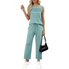 image:imageWIHOLL Two Piece Sets for Women Summer Outfits Matching Lounge Sets Wide Leg Crop Pants Vacation TravelLake Blue