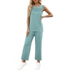image:imageWIHOLL Two Piece Sets for Women Summer Outfits Matching Lounge Sets Wide Leg Crop Pants Vacation TravelLake Blue
