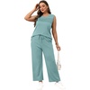 image:imageWIHOLL Two Piece Sets for Women Summer Outfits Matching Lounge Sets Wide Leg Crop Pants Vacation TravelLake Blue