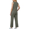 image:imageWIHOLL Two Piece Sets for Women Summer Outfits Matching Lounge Sets Wide Leg Crop Pants Vacation TravelOlive Green