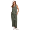 image:imageWIHOLL Two Piece Sets for Women Summer Outfits Matching Lounge Sets Wide Leg Crop Pants Vacation TravelOlive Green