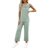 image:imageWIHOLL Two Piece Sets for Women Summer Outfits Matching Lounge Sets Wide Leg Crop Pants Vacation TravelSage Green
