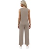 image:imageWIHOLL Two Piece Sets for Women Summer Vacation Travel Outfits Pleated Tank Top Wide Leg Crop Pants Matching Lounge Sets
