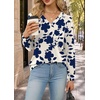 image:imageWIHOLL V Neck Long Sleeve Shirts Womens Tops Dressy Casual Fall OutfitsApricot Blue Floral