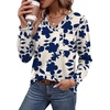 image:imageWIHOLL V Neck Long Sleeve Shirts Womens Tops Dressy Casual Fall OutfitsApricot Blue Floral