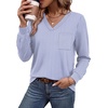 image:imageWIHOLL V Neck Long Sleeve Shirts Womens Tops Dressy Casual Fall OutfitsBlue White Stripe