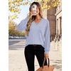 image:imageWIHOLL V Neck Long Sleeve Shirts Womens Tops Dressy Casual Fall OutfitsBlue White Stripe