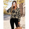 image:imageWIHOLL V Neck Long Sleeve Shirts Womens Tops Dressy Casual Fall OutfitsBrown Black Floral