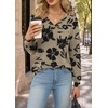 image:imageWIHOLL V Neck Long Sleeve Shirts Womens Tops Dressy Casual Fall OutfitsBrown Black Floral