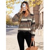 image:imageWIHOLL V Neck Long Sleeve Shirts Womens Tops Dressy Casual Fall OutfitsBrown Stripe