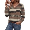 image:imageWIHOLL V Neck Long Sleeve Shirts Womens Tops Dressy Casual Fall OutfitsBrown Stripe