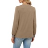 image:imageWIHOLL V Neck Long Sleeve Shirts Womens Tops Dressy Casual Fall OutfitsCaramel Taupe Plaid