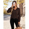 image:imageWIHOLL V Neck Long Sleeve Shirts Womens Tops Dressy Casual Fall OutfitsChocolate Brown Plaid