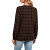 image:imageWIHOLL V Neck Long Sleeve Shirts Womens Tops Dressy Casual Fall OutfitsChocolate Brown Plaid
