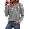 image:imageWIHOLL V Neck Long Sleeve Shirts Womens Tops Dressy Casual Fall OutfitsFloral Grey