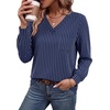 image:imageWIHOLL V Neck Long Sleeve Shirts Womens Tops Dressy Casual Fall OutfitsNavy Blue Stripe