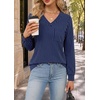 image:imageWIHOLL V Neck Long Sleeve Shirts Womens Tops Dressy Casual Fall OutfitsNavy Blue Stripe