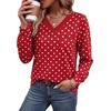 image:imageWIHOLL V Neck Long Sleeve Shirts Womens Tops Dressy Casual Fall OutfitsRed Polka Dot