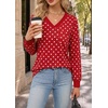 image:imageWIHOLL V Neck Long Sleeve Shirts Womens Tops Dressy Casual Fall OutfitsRed Polka Dot