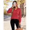 image:imageWIHOLL V Neck Long Sleeve Shirts Womens Tops Dressy Casual Fall OutfitsRed Polka Dot