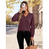 image:imageWIHOLL V Neck Long Sleeve Shirts Womens Tops Dressy Casual Fall OutfitsWine Red
