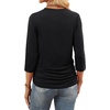 image:imageWIHOLL Womens 34 Length Sleeve Tops Crewneck Ruched Summer Shirts 2026 Business Casual Outfits Blouses Spring Clothes01  Black