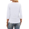 image:imageWIHOLL Womens 34 Length Sleeve Tops Crewneck Ruched Summer Shirts 2026 Business Casual Outfits Blouses Spring Clothes02  White