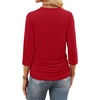 image:imageWIHOLL Womens 34 Length Sleeve Tops Crewneck Ruched Summer Shirts 2026 Business Casual Outfits Blouses Spring Clothes03  Red