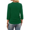 image:imageWIHOLL Womens 34 Length Sleeve Tops Crewneck Ruched Summer Shirts 2026 Business Casual Outfits Blouses Spring Clothes04  Green