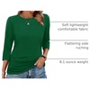 image:imageWIHOLL Womens 34 Length Sleeve Tops Crewneck Ruched Summer Shirts 2026 Business Casual Outfits Blouses Spring Clothes04  Green