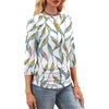image:imageWIHOLL Womens 34 Length Sleeve Tops Crewneck Ruched Summer Shirts 2026 Business Casual Outfits Blouses Spring Clothes06  Floral Leaf