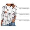 image:imageWIHOLL Womens 34 Length Sleeve Tops Crewneck Ruched Summer Shirts 2026 Business Casual Outfits Blouses Spring Clothes07  Floral White