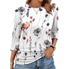 image:imageWIHOLL Womens 34 Length Sleeve Tops Crewneck Ruched Summer Shirts 2026 Business Casual Outfits Blouses Spring Clothes07  Floral White