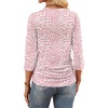 image:imageWIHOLL Womens 34 Length Sleeve Tops Crewneck Ruched Summer Shirts 2026 Business Casual Outfits Blouses Spring Clothes09  Pink Leopard