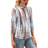 image:imageWIHOLL Womens 34 Length Sleeve Tops Crewneck Ruched Summer Shirts 2026 Business Casual Outfits Blouses Spring Clothes10  Tie Dye White