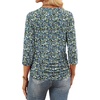 image:imageWIHOLL Womens 34 Length Sleeve Tops Crewneck Ruched Summer Shirts 2026 Business Casual Outfits Blouses Spring Clothes12  Floral Blue