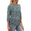 image:imageWIHOLL Womens 34 Length Sleeve Tops Crewneck Ruched Summer Shirts 2026 Business Casual Outfits Blouses Spring Clothes12  Floral Blue