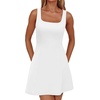 image:imageWIHOLL Womens A Line Sleeveless Square Neck Mini Dress Spring Summer Cute Elegant Classy Club Party Graduation Formal Cocktail Petite Y2K Juniors Teen Girls Little Short White Dresses Trendy XS