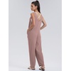 image:imageWIHOLL Womens Casual Loose Knit Jumpsuits Sleeveless V Neck Romper with Pocket and Long Pants Overalls