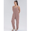 image:imageWIHOLL Womens Casual Loose Knit Jumpsuits Sleeveless V Neck Romper with Pocket and Long Pants Overalls