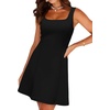 image:imageWIHOLL Womens Dresses Spring Summer Dresses for Women 2025 Elegant Classy Square Neck Sleeveless A Line Mini Sexy Party Formal Cocktail Graduation Dress Teens Outfits Short Little Black Dress S