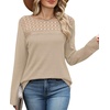 image:imageWIHOLL Womens Lace Long Sleeve Shirts Fall Tops Fashion Dressy Casual Lightweight Sweaters Mesh Clothes Trendy Waffle KnitAoatmeal